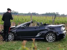 Cormons 25 aprile 2014 Via Vino della Pace, nei pressi dello svincolo per Monticello (tenuta di Angoris). Incidente: auto finisce tra le vigne. Conducente trasportato in condizioni apparentemente non gravi all'ospedale di Trieste. Copyright Foto Petrussi / Ferraro Simone