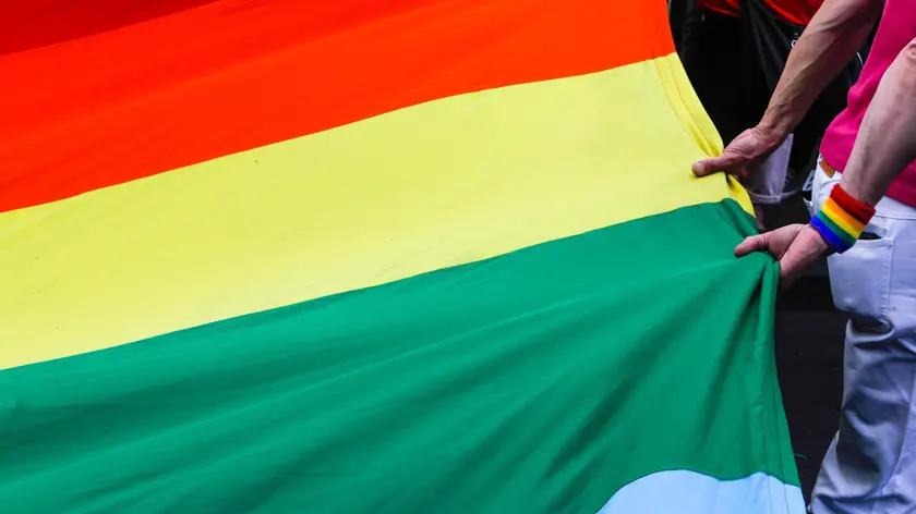 epa07581770 People pull a large rainbow flag during the Belgian Pride 2019 in Brussels, Belgium, 18 May 2019. Belgian Pride is dedicated to the fight against homophobia and visibility of LGBTQI (Lesbian, Gay, Bisexual, Transgenders, Queer, Intersex). More than 10,000 people usually attend the event. EPA/ARIS OIKONOMOU