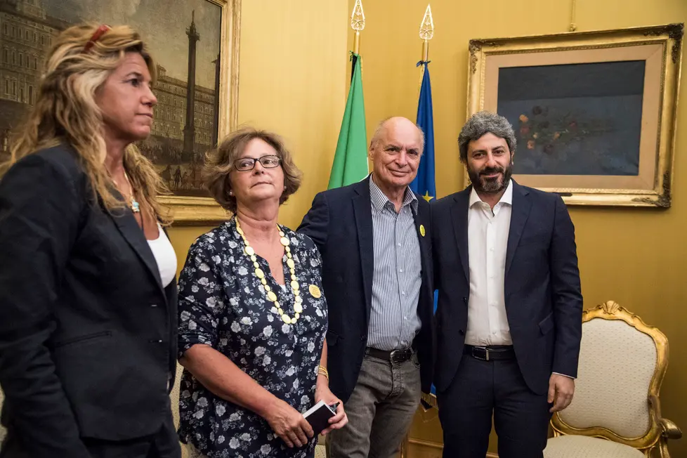13/07/2018 Roma, Il presidente della Camera, Roberto Fico, assieme al Ministro degli Esteri incontra i genitori di Giulio Regeni. Nella foto Roberto Fico, Claudio Regeni, Paola Deffendi e Alessandra Ballerini