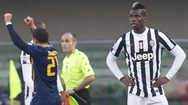 09.02.14, Verona, Stadio Bentegodi, Serie A 23a Giornata, Hellas Verona-Juventus - nella foto: delusione finale juve Pogba ed esultanza Verona