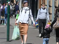 Foto BRUNI Trieste 15.04.2020 Emergenza Corona virus: gente con mascherine e code in varie zone cittadine
