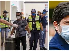 Controlli di sicurezza sanitaria all'aeroporto di Fiumicino e il ministro Speranza