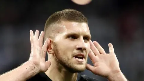epa06828958 Ante Rebic of Croatia celebrates scoring the opening goal during the FIFA World Cup 2018 group D preliminary round soccer match between Argentina and Croatia in Nizhny Novgorod, Russia, 21 June 2018. (RESTRICTIONS APPLY: Editorial Use Only, not used in association with any commercial entity - Images must not be used in any form of alert service or push service of any kind including via mobile alert services, downloads to mobile devices or MMS messaging - Images must appear as still images and must not emulate match action video footage - No alteration is made to, and no text or image is superimposed over, any published image which: (a) intentionally obscures or removes a sponsor identification image; or (b) adds or overlays the commercial identification of any third party which is not officially associated with the FIFA World Cup) EPA/FRANCK ROBICHON EDITORIAL USE ONLY