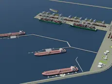 Il rendering al computer del terminal offshore del porto di Venezia