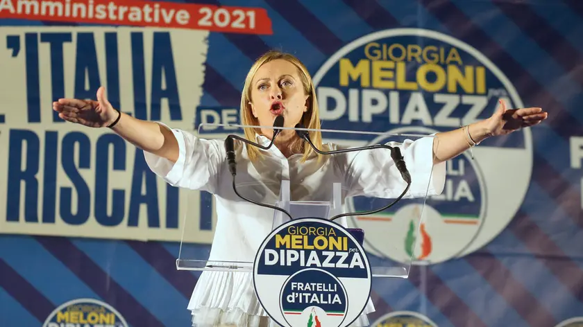 Meloni durante il comizio in Ponterosso nel 2021