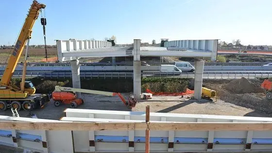 Un cantiere della terza corsia sull'A4 Venezia-Trieste
