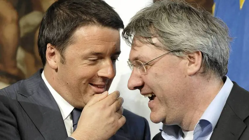 15/05/2014 Roma, Palazzo Chigi, firma dell'accordo su Electrolux, nella foto Matteo Renzi e Maurizio Landini