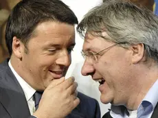 15/05/2014 Roma, Palazzo Chigi, firma dell'accordo su Electrolux, nella foto Matteo Renzi e Maurizio Landini