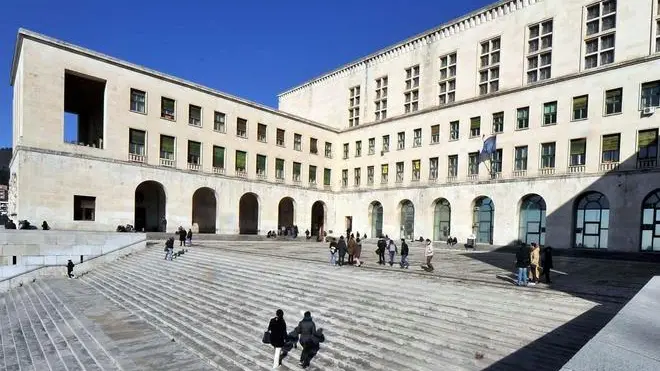 Foto BRUNI Trieste 31 01 2011 Università Trieste:innalzata la bandiera "Scuola Pubblica"