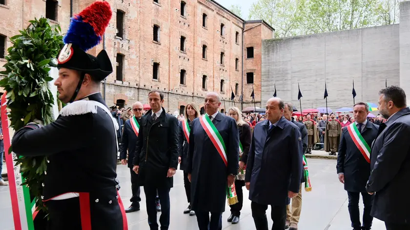 Fedriga, Signoriello e Dipiazza in Risiera (Foto Silvano)