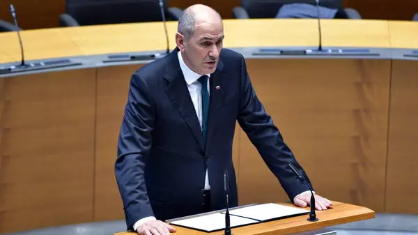 epa08267297 Leader of the Slovenian Democratic Party (SDS) Janez Jansa speaks at a session of the Slovenian Parliament to elect prime minister-designate, in Ljubljana, Slovenia, 03 March 2020. Jansa received mandate of lawmakers to form a new government after Prime Minister Marjan Sarec resigned in January. Jansa has 15 days to form the government that will still need to be approved by the parliament. EPA/IGOR KUPLJENIK