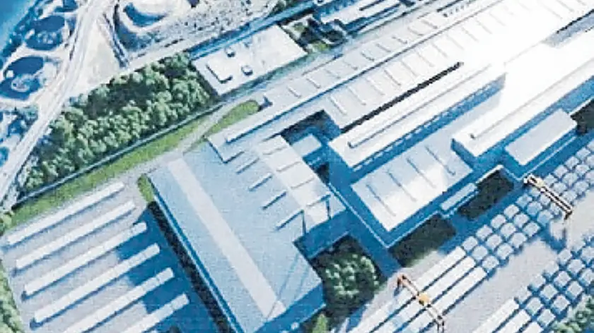 Un’elaborazione al computer del laminatoio targato Metinvest-Danieli previsto alle Noghere