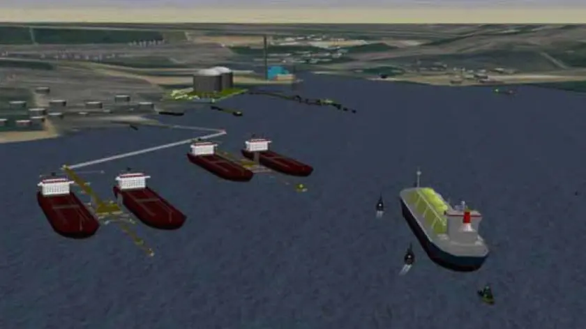 Il rendering del rigassificatore a Zaule di Gas Natural