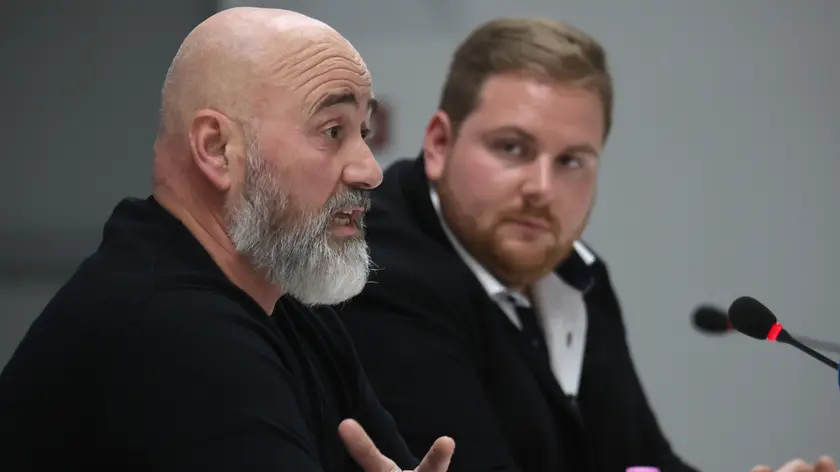 L’amministratore delegato della Triestina Sebastiano Stella e il direttore sportivo Alex Menta Foto Lasorte