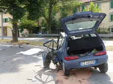 La Fiat Seicento coinvolta nell'incidente (foto Marega)