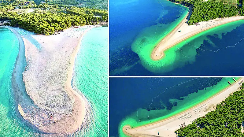 Come era, come è: la spiaggia oggi e in passato: le foto sono del comune di Bol