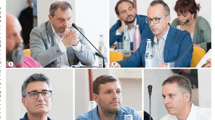 1) Il presidente della Conferenza capigruppo Paolo Bearzi; 2) Luca Zorzenon della Prima commissione; 3) Ciro Del Pizzo, Seconda; 4) Francesco Toneguzzo, Terza; 5) Paolo Frisenna alla Trasparenza Fotoservizio di Katia Bonaventura