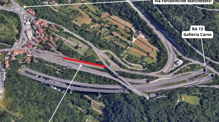 La mappa della Polizia Locale: in rosso il tratto chiuso