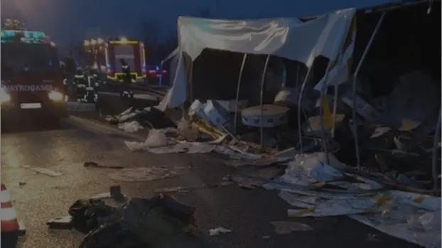 Il luogo dell'incidente lungo l'autostrada per Zagabria. Foto Vigili del fuoco Croazia