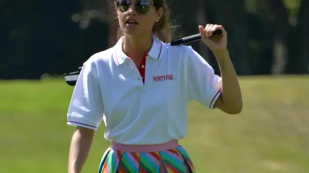 Italian actress Matilde Gioli play golf at Lido Golf Club, Venice 29 august 2014, during Venice International Film Festival. that runs in Venice from 27 august to 06 september. ANSA/ANDREA MEROLA