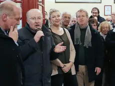 Bruno Marini durante l’intervento al Città di Londra davanti alla platea di “fedelissimi” (foto Lasorte)