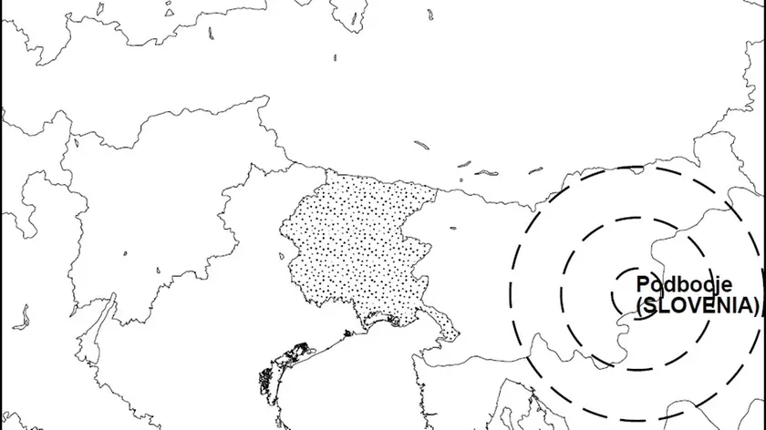 L'epicentro del terremoto in Slovenia