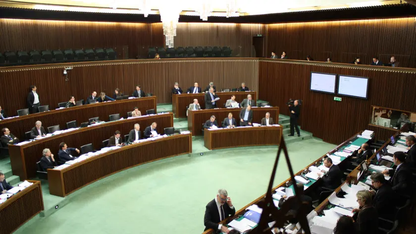 L’aula del Consiglio regionale durante una tradizionale seduta di lavori in una foto d'archivio