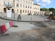 Il cantiere della piazza della Transalpina Foto Pierluigi Bumbaca