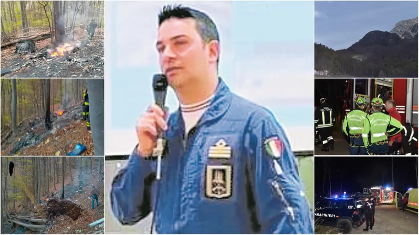 Il pilota delle Frecce tricolori morto e alcune immagini del luogo in cui è precipitato l'ultraleggero e degli uomini impegnati nei soccorsi