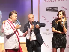 Charlie Gnocchi, Alfonso Signorini e Alena Seredova alla serata finale delle Cuffie d'Oro 2013