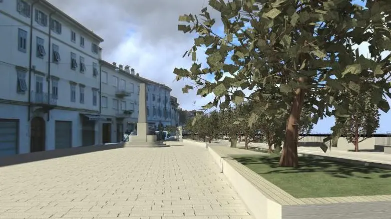 La ricostruzione al computer della futura piazza San Rocco