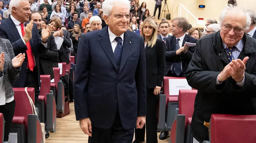 Foto Francesco Ammendola/Ufficio Stampa Quirinale/LaPresse19-11-2019 Trieste - ItaliaPoliticaIl Presidente della Repubblica Sergio Mattarella a Trieste,con Massimiliano Fedriga, Presidente della Regione Autonoma Friuli Venezia Giulia,con Roberto Dipiazza,Sindaco di Trieste e con il Valerio Valenti, Prefetto di Trieste – Commissario del Governo nella Regione Friuli Venezia Giulia,in occasione della cerimonia di inaugurazione dell’anno accademico 2019/2020 della Scuola Internazionale Superiore di Studi Avanzati.DISTRIBUTION FREE OF CHARGE - NOT FOR SALE