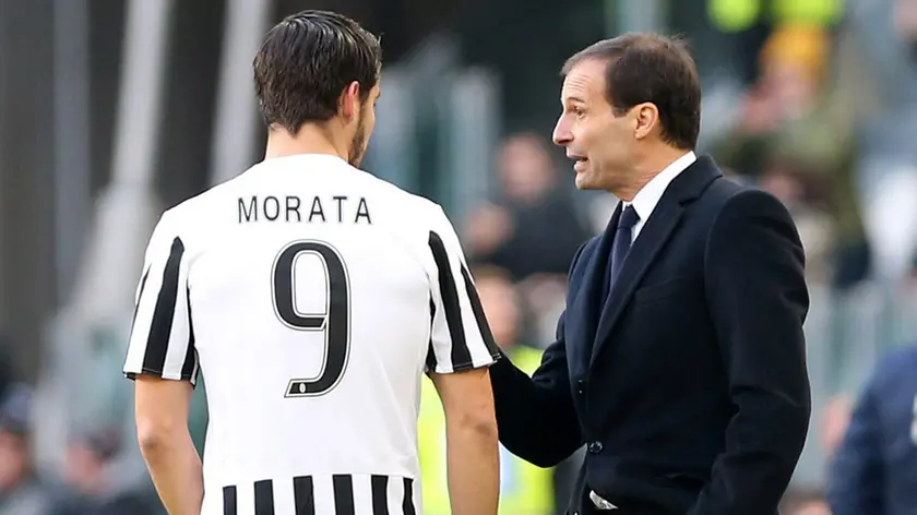 can - Alvaro Morata e Massimiliano Allegri - Juventus