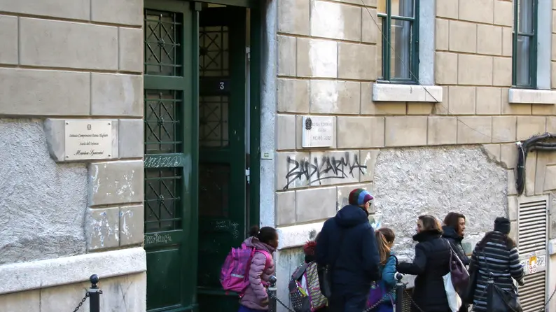 Lasorte Trieste 19/11/18 - Via Tigor, Scuola Sauro, Bambini escono da scuola per mancanza riscaldamento