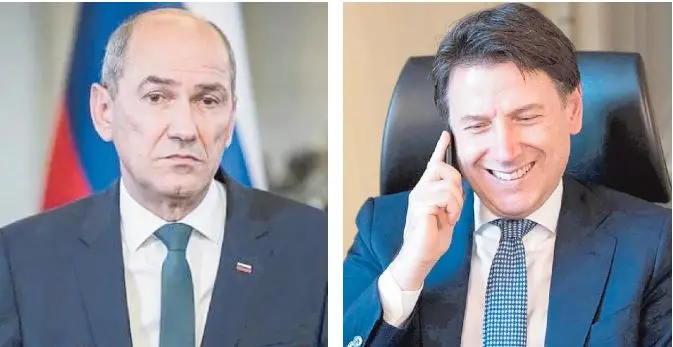 l premier della Slovenia Janez Janša e il presidente del Consiglio Giuseppe Conte