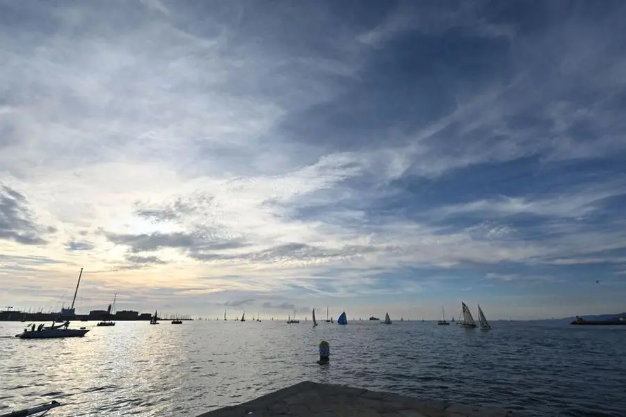 This photograph taken on October 8, 2022, shows sailing boats in the Gulf of Trieste, one day prior to the 54st Barcolana regatta. - With almost 2000 vessels, the Barcolana has the most particpants of any sailing regatta in the world. (Photo by Andreas SOLARO / AFP) (Photo by ANDREAS SOLARO/AFP via Getty Images)