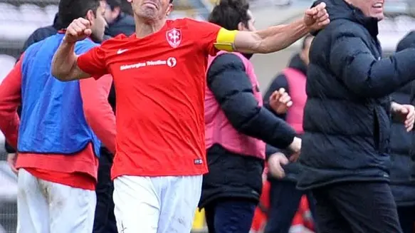 Foto BRUNI 26.02.17 Calcio:TRiestina-Arzignanocampo-Franca esulta dopo il gol