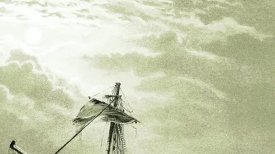 Dismasted ship after a storm.