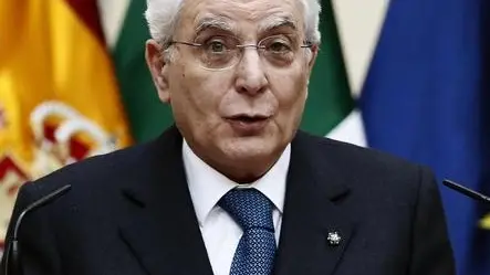 epa05782998 Italian president Sergio Mattarella delivers his speech during the 11th COTEC Annual Summit at El Pardo palace in Madrid, Spain, 10 February 2017. The Cotec Foundation will bring to the meeting the first report that addresses the situation of the circular economy in Spain, prepared by a group of experts from the indicators now available. EPA/MARISCAL