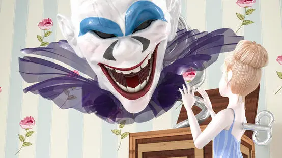Jack in the Box and toy doll, 3D Rendering