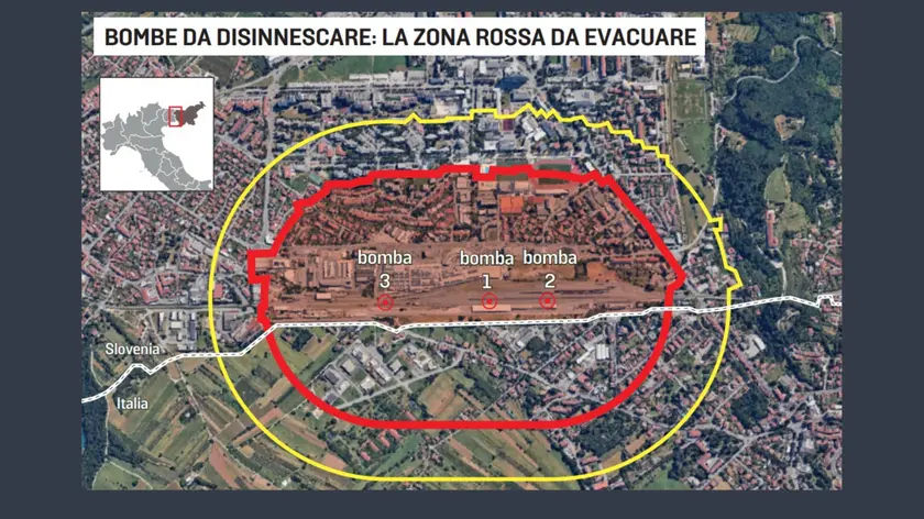 La mappa della zona da evacuare