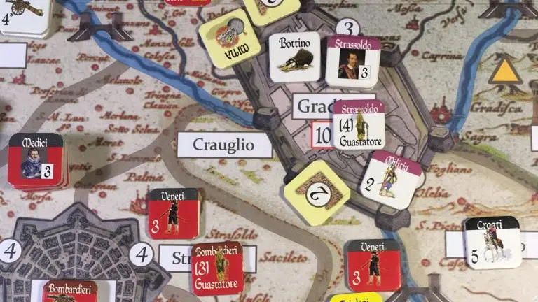 Il tabellone di gioco dedicato alle Guerre gradiscane