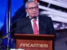 Giuseppe Bono, Ceo Fincantieri, alla cerimonia inaugurale del varo della MS Koningsdam, alla Fincantieri di Porto Marghera, 2 aprile 2016. ANSA/ UFFICIO STAMPA/ chiarmasso@mslgroup.com +++ ANSA PROVIDES ACCESS TO THIS HANDOUT PHOTO TO BE USED SOLELY TO ILLUSTRATE NEWS REPORTING OR COMMENTARY ON THE FACTS OR EVENTS DEPICTED IN THIS IMAGE; NO ARCHIVING; NO LICENSING +++