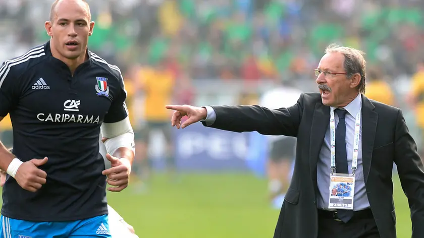 Filippo Alfero, 09.11.13, Torino, Stadio Olimpico, Rugby Test Match Italia-Australia, nella foto: Jacques Brunel e Sergio Parisse