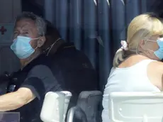 epa08621674 Citizens sit in a tram with face mask in the Croatian capital Zagreb, 24 August 2020. According to last days reports, Croatia is witnessing a spike in the spread of coronavirus covid-19 with more than 200 newly infected people. EPA/ANTONIO BAT