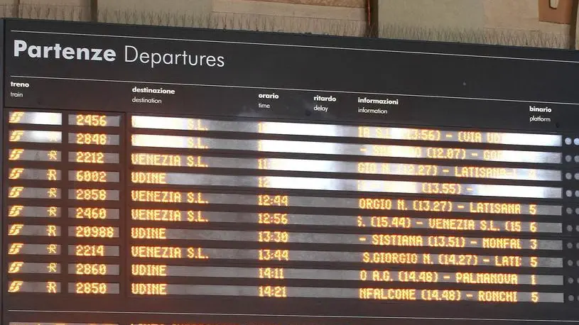 Il tabellone delle partenze alla Stazione centrale di Trieste