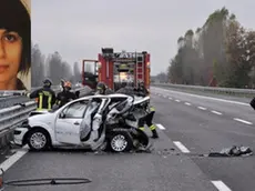 La scena dell'incidente e, nel riquadro, Alessandra Tangolo