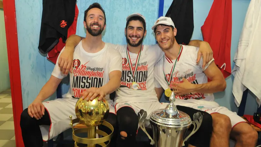 Foto BRUNI 17.06.2018 Pallacanestro- FINALI Play-off :-PROMOZIONE IN A1--Cavaliero, Da Ros e Coronica