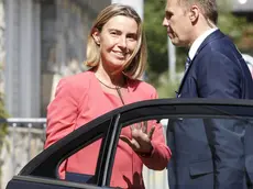 epa06070432 European Union Foreign Policy Chief Federica Mogherini leaves after a meeting, during the conference on Cyprus under the auspices of the United Nations, in Crans-Montana, Switzerland, 06 July 2017. EPA/SALVATORE DI NOLFI