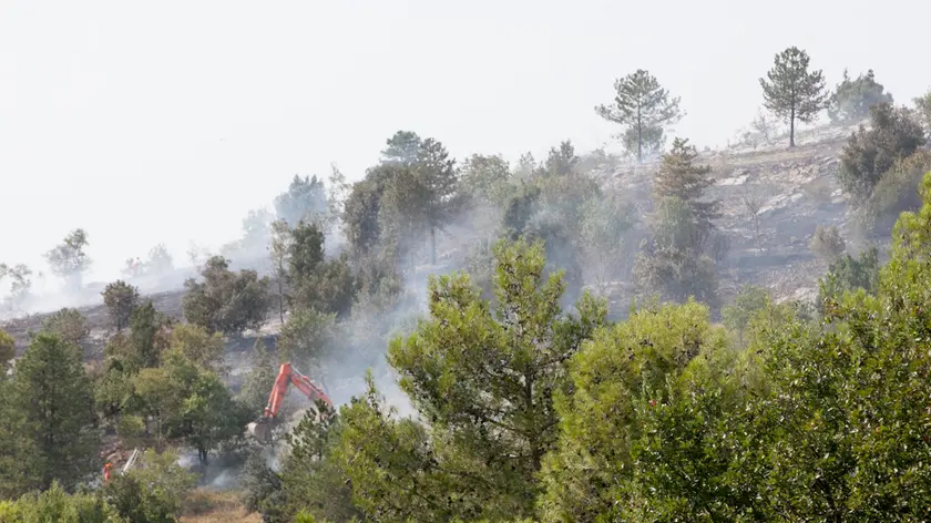 L'area dell'incendio: si intravede il cantiere da dove sono partite le fiamme. Foto di Katia Bonaventura